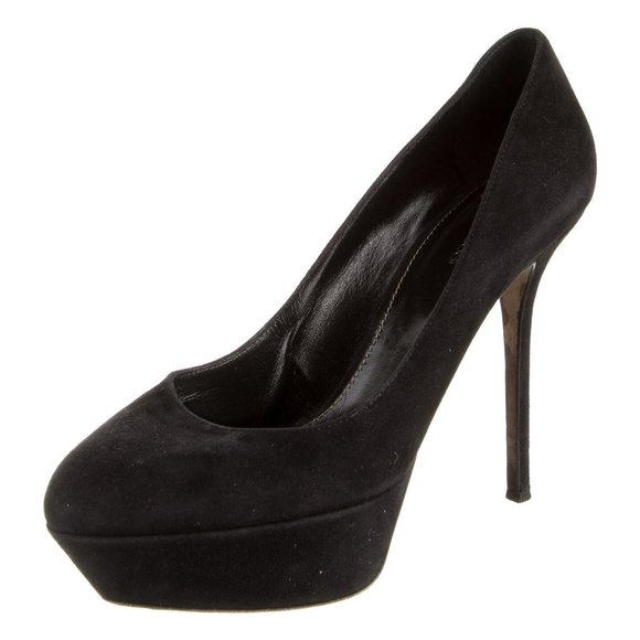USED SERGIO ROSSI BLACK SUEDE HEELS SHOES SIZE 40 SZ US 10 9.5 - Picture 4 of 5